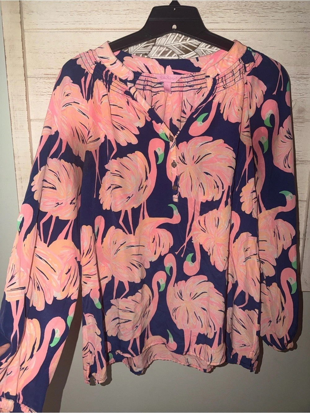 Lilly Pulitzer Elsa Blouse Floral Long Sleeve Pink & Purple